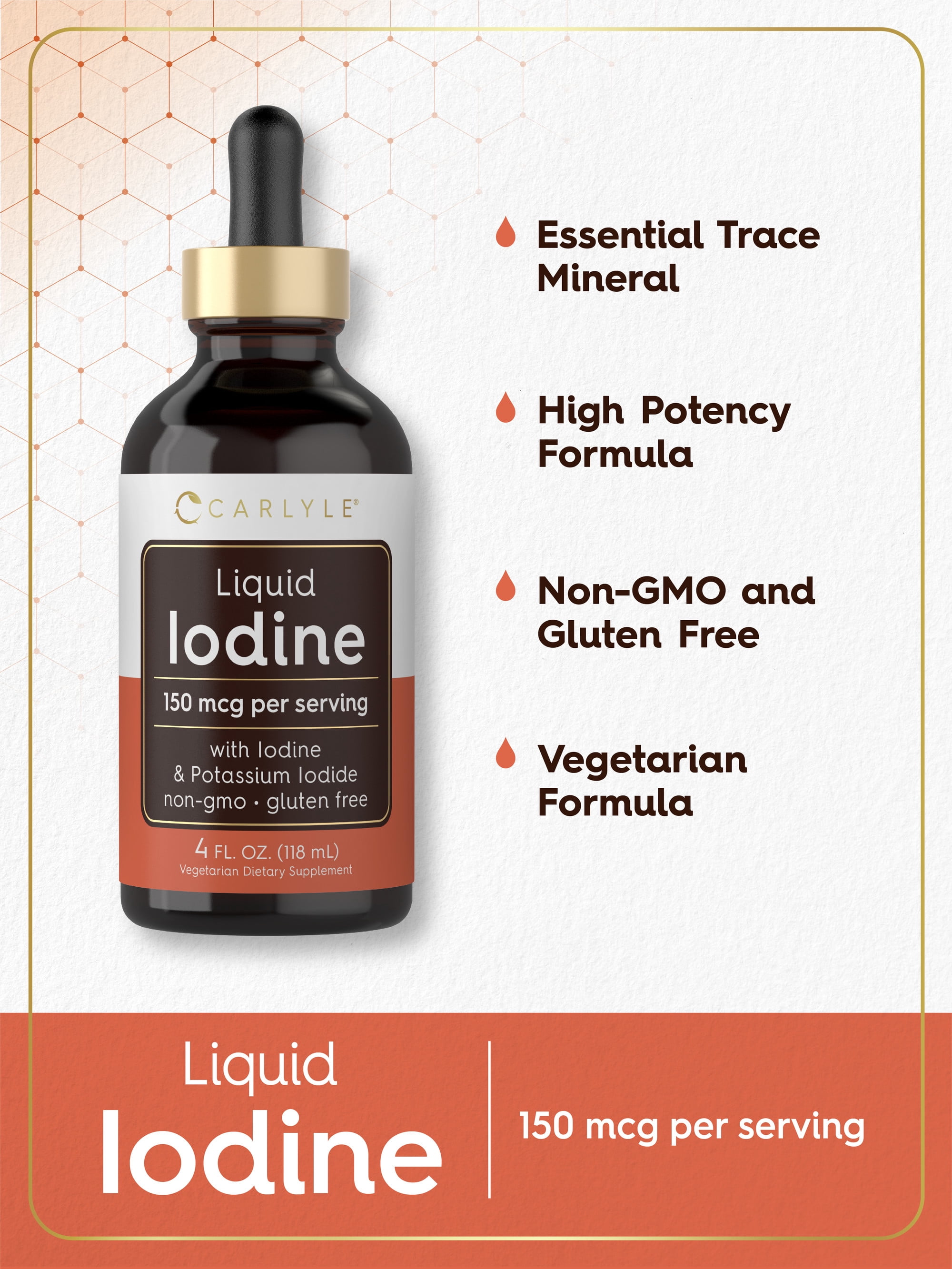 Carlyle, Liquid Iodine Drops, 4 fl oz, 150 mcg, Vegetarian Formula