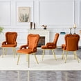 thumbnail image 4 of Set of 2 Brown Puffy Bubble Chair Ball Chain Chair Velvet Dining Chairs with Gold Legs, Upholstered Accent Chairs with Armrests for Dining Room, Kitchen, 4 of 13