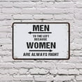 thumbnail image 5 of Men To The Left Because Women Are Always Right Bathroom 8 Inch x 12 Inch Plastic Sign Follow the Arrows Save the Argument Perfect for Bathrooms Bars Restaurants Fun Gag Gift for Couples, 5 of 6