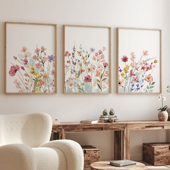 3pcs set of bohemian style room wall decor, wildflower poster decor, floral girl bedroom decor, vintage floral plant prints, home decor living room bedroom decor posters - unframed, 2D Flat, Perfect