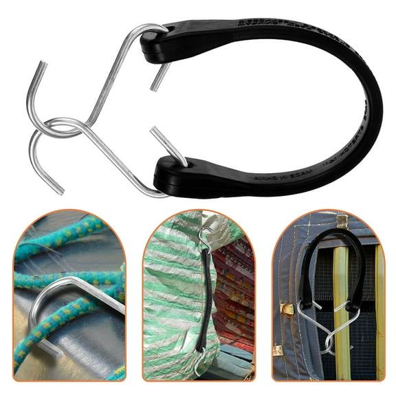 MLINS 2pcs Heavy Duty Rubber Tarp Straps with Hooks Short Bungee Cords for Truck Trailer Securing Cargo and Tarps Elastic Strap