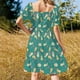 thumbnail image 5 of Vestido retro de manga corta con estampado floral de rata en rosa y verde azulado, vestidos de verano para mujer , ropa femenina, traje de verano para mujer, vestido, 5 of 7