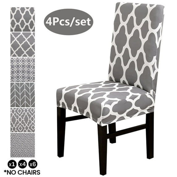 1Pcs/6Pcs Stretch Spandex Short Slipcover Dining Chair Cover - Color Gray