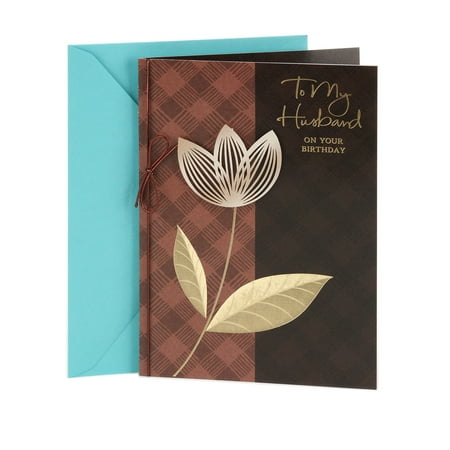Husband Birthday Card - Hallmark Birthday Greeting Card to Husband (Plaid with Flower)