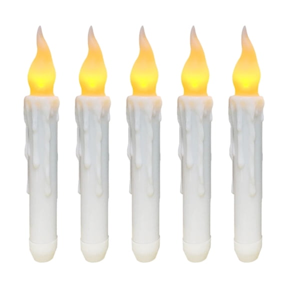 5PCS Battery Operated Flameless LED Taper Candles Lights Ambiance Candles Warm Color Twinkling Mini Candles For Christmas, Halloween, Valentine's Day and