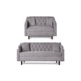 thumbnail image 3 of Sala 3-2 Makora de Velvet Gris Claro Modelo Ivanka, 3 of 9