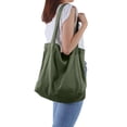 thumbnail image 2 of ALUWU - Bolso de mano de pana para mujer, bolso de mano de lona con hombro, 002-verde claro, L, 2 of 5