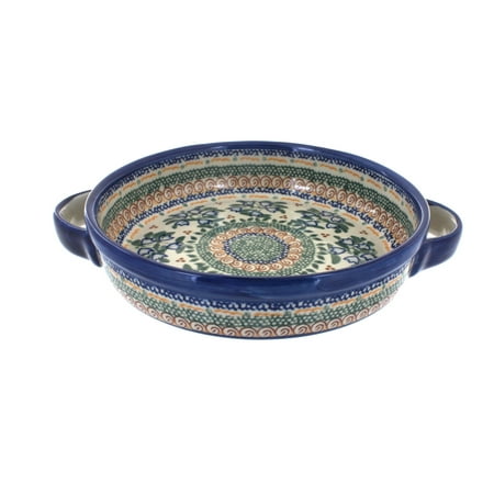 Polish Pottery Bluebell Small Round Baker with