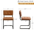 thumbnail image 3 of Zesthouse Mid-Century Modern Dining Chairs Set of 2, Upholstered Faux Leather Dining Room Chairs with Back and Black Legs, Armless Side Chairs for Kitchen & Dining Living Room, Brown, 3 of 12