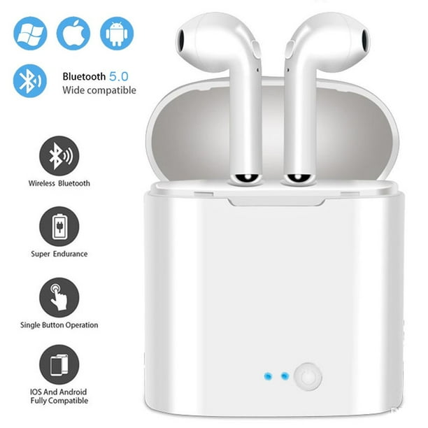 Wireless Earbuds & Bluetooth headset (InEar) w/ Noise Cancelling Mic for iPhone & Android
