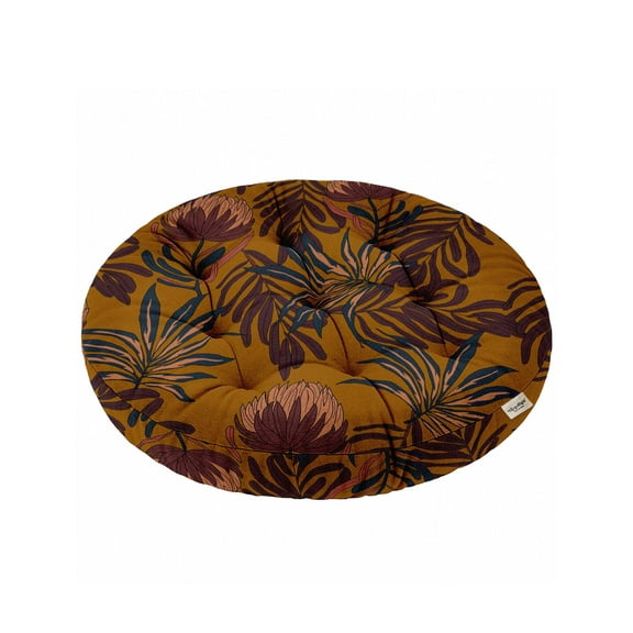 Vargottam Floor Cushion Seat - 22 Inch Round Cotton Pouf with Memory Foam, Tufted Floor Pillow for Meditation & Home Dcor - Rust Bloom