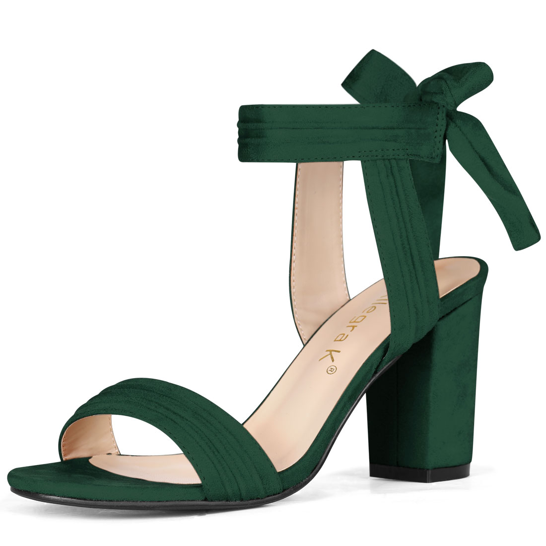 dark green block heels