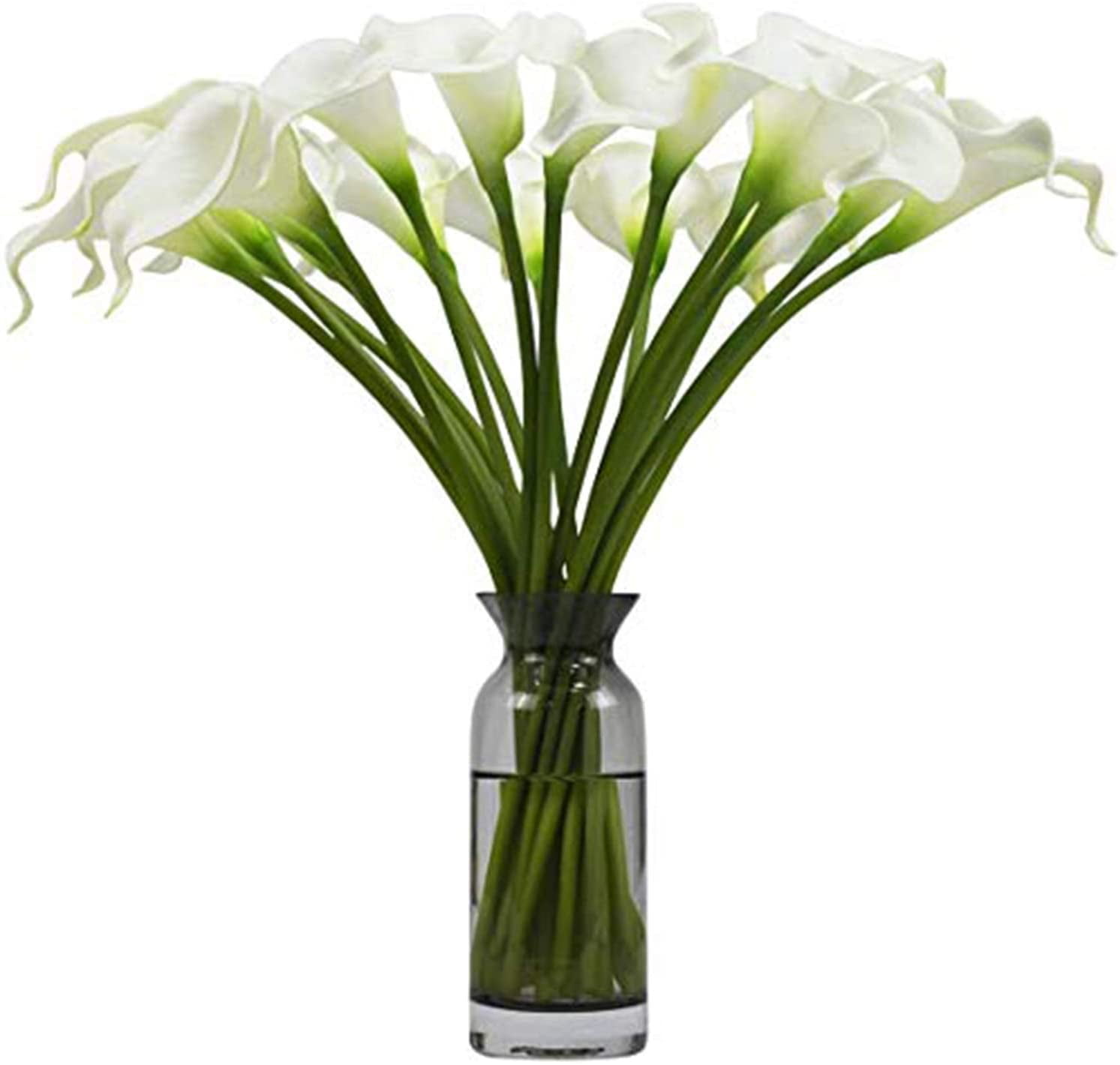 18PCS PU Real/Natural Touch Flowers White Calla Lily for Wedding Bouquets 