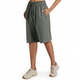 thumbnail image 4 of Summer Hiking Shorts Womens Stretch Lightweight Quick Dry Athletic Comfy Long Shorts with Pockets 12" Dark Gray M, 4 of 6