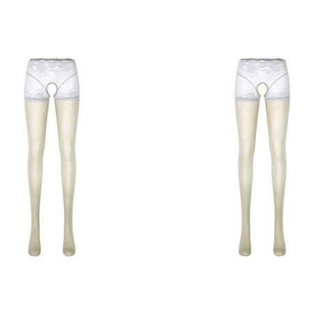 (2-Pack) Rinsvye Womens Oil Glossy Crotchless Valentines Day for Women Bodysuit Pantyhose Stockings Stretchy Tights Wet Look for Women Open Crotch Sports