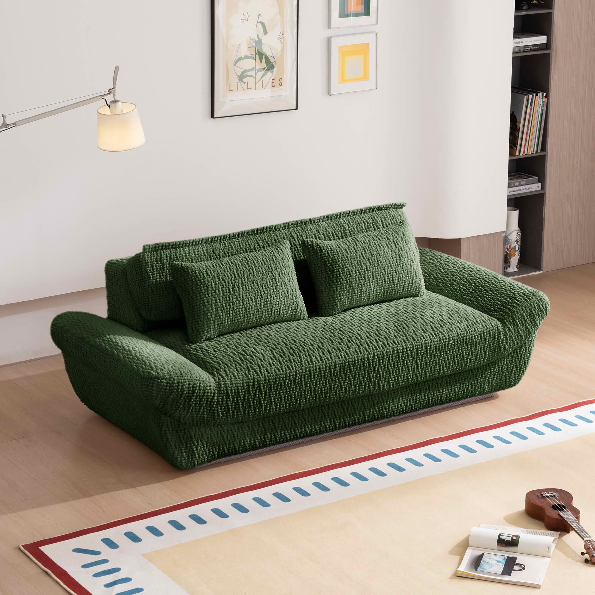 MAYEERTY Cloud Couch Compressed Corduroy Loveseat, 2-Seater Ergonomic High Back Sofa, Plush Cushioning, No Assembly, Boxed Sofa for Small Spaces