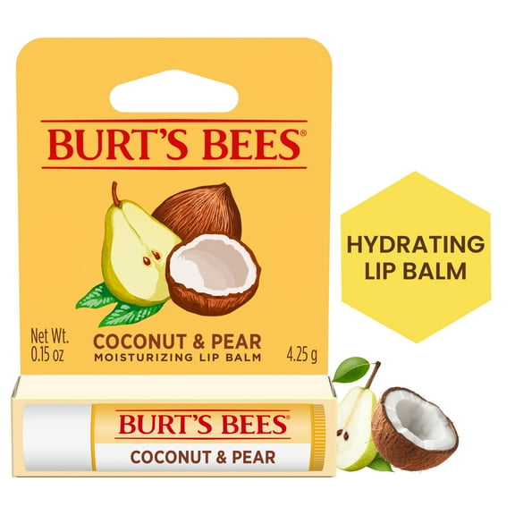 Burt's Bees Coconut and Pear Moisturizing Lip Balm, 100% Natural Origin, Mother's Day Gift, 1 Tube, 0.15 oz