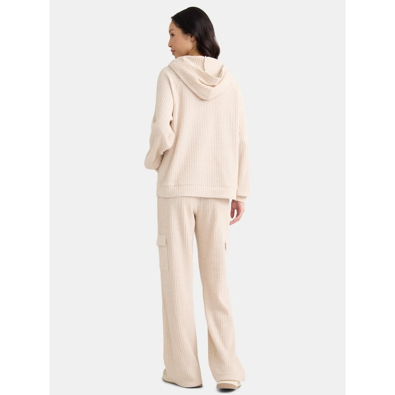 Ameri◆RECOVER WAFFLE PANTS、HOODIE set Time and Tru Women's Waffle Hoodie and Pants Set, 2-Piece