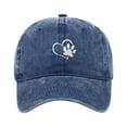 thumbnail image 3 of Womens Washed Baseball Cap Heart Dog Paw Print Sun Hat Outdoor Visor Cap Navy, 3 of 4
