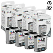 LD Products Remanufactured Replacement Cartridge Set of 4 for 940XL/940: Includes 4 Black C4906AN