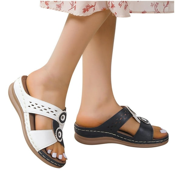 Orthopedic Sandals for Women Wedge Sandals with Arch Support Anti-Slip Breathable Sandal Summer Casual Slip on Beach Sandals