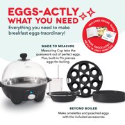 Dash 3-in-1 Premium Rapid Egg Cooker, 7 Egg Capacity, with Removable Trays, for Hard Boiled Eggs, Poached Eggs and Omelets, Dishwasher Safe, Black