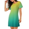 thumbnail image 2 of Fotbe Teal To Yellow Gradient Pattern Women's Cotton Nightgown Sleepwear Short Sleeves Shirt Casual Print Sleepdress, 2 of 6