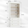 thumbnail image 5 of 71" Tall Farmhouse Pantry Cabinet,Large Storage Cabinet with 3 Drawers ,Kitchen Cabinets with Adjustable Shelves for Pantry,Dining Room,Living Room,White,2 Pcs, 5 of 9