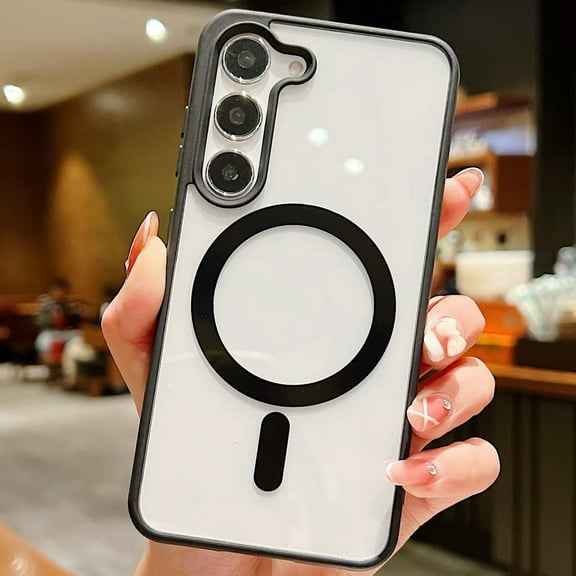 ELEHOLD for Samsung Galaxy S23 MagSafe Case, Magnetic Clear Case for Galaxy S23, Hybrid TPU Bumper Shockproof Crystal Clear Anti-Scratch Slim Thin Case Cover,Black