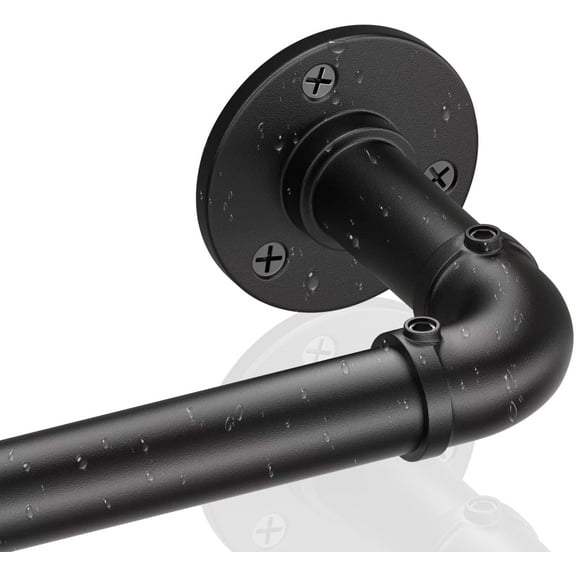 Curtain Rods for Windows 72 to 144, Black Adjustable Curtain Rod, 1 Inch Industrial Heavy Duty Curtain Rods, Blackout Wrap Around Curtain Rod, Indoor/Outdoor Curtain Rod