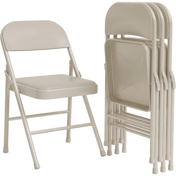 Set of 8 Folding Chairs, Folding Chair with Metal Frame for Home, with Footrest, Padded Seat and Reinforced Steel, for Indoor and Outdoor Events