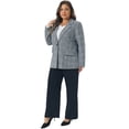 thumbnail image 3 of DARING DIVA Women's Plus Plaid Notched Lapel Business Blazer Jackets 1X Dark Blue, 3 of 6