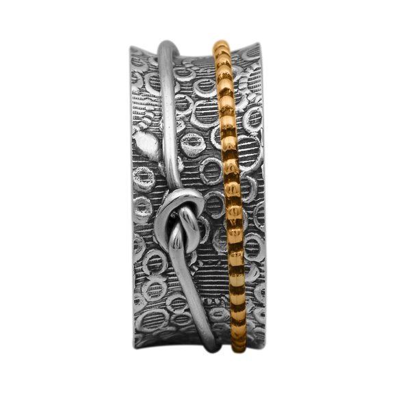 Love Knot Texture Design Meditation Anxiety 925 Silver Spinner Unisex Band
