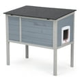thumbnail image 5 of Imerelez Outdoor Insulated Cat House, Wood Pet House w/ High Legs, Doors, Openable Roof, Weatherproof, Cat Animal Shelter for Winter, Gray, 5 of 5