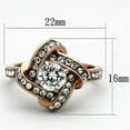 thumbnail image 2 of Womens Rings Two-Tone IP Rose Gold 316L Stainless Steel Ring with AAA Grade CZ in Clear TK1166, 2 of 4