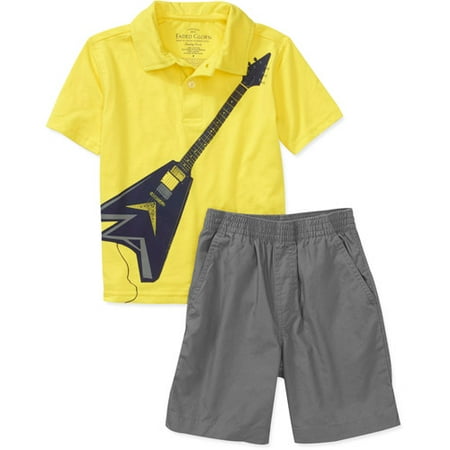 Faded Glory Boys 2-Piece Short Sleeve Polo Shirt and Shorts