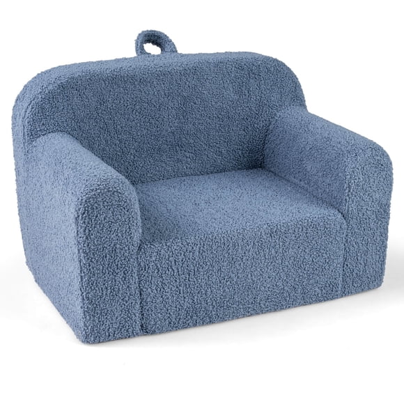 Costway Kids Couch Portable Toddler Sofa with Handle Anti-slip Base Removable Comfy Chair Blue