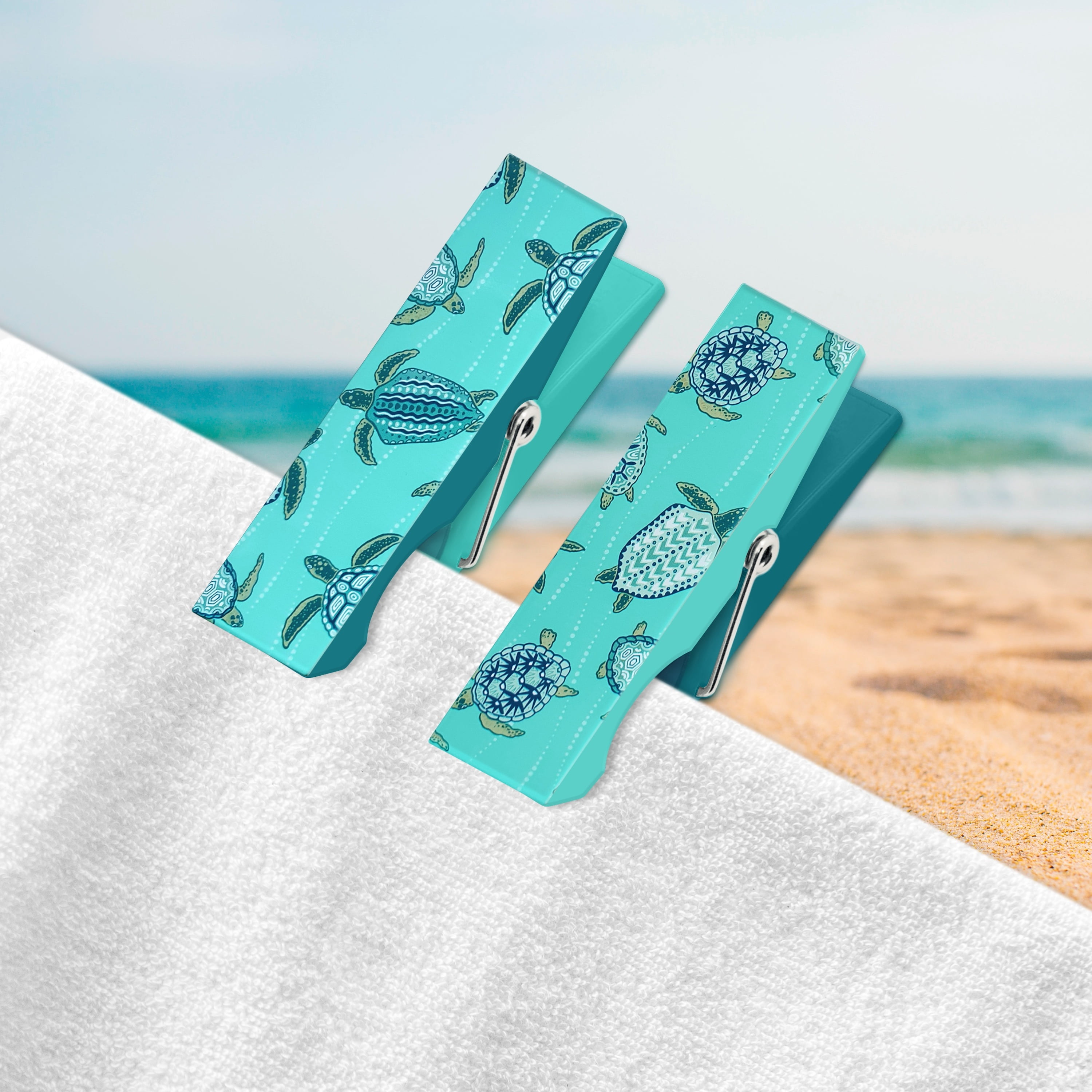 Mainstays Beach & Pool Towel Clips, Turtles, 2 Count