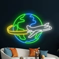 thumbnail image 5 of Handmadetneonsign Around The World Neon Sign, AirPlane Earth Neon Led Art Decor, AirPlane Wall Decor, 5 of 5
