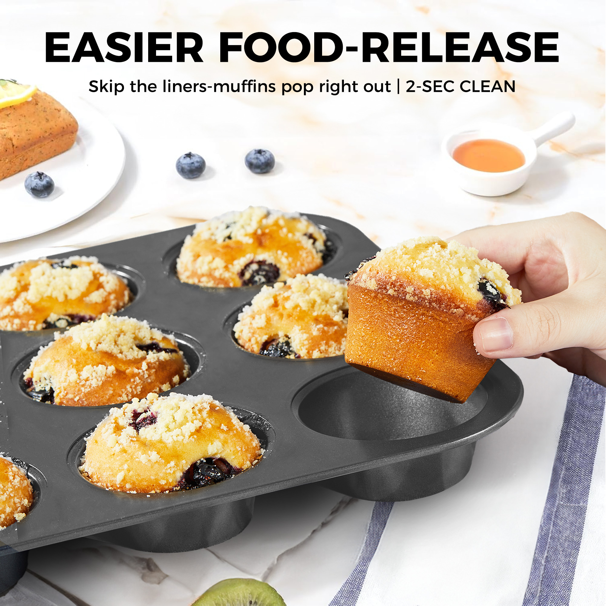 HONGBAKE Nonstick Muffin Pan, 12-Cup, 2-Pack photo 6