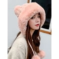 thumbnail image 3 of Spencer Women Winter Beanie Hat Peruvian Ski Ear Flaps Caps Fuzzy Pompom Beanie Hat Knit Fleece Lined Warm Hat, Pink, 3 of 12