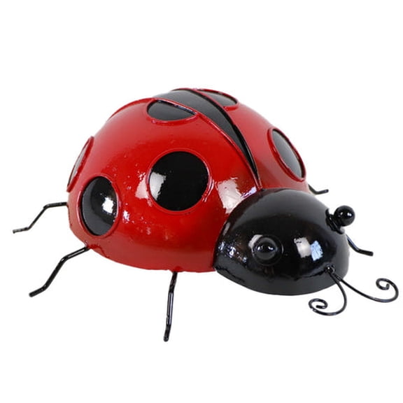 Outdoor Lady Bug Garden Statue Freestanding or Wall Mount Decoration 6" Tall in Red and Black
