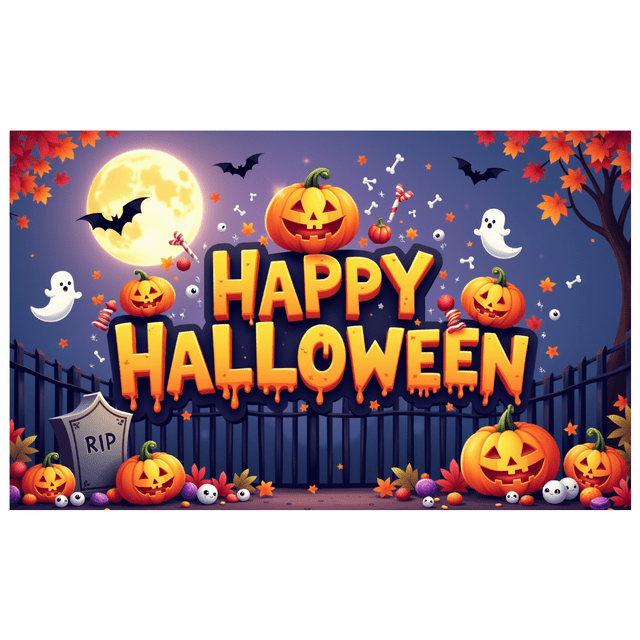 Pumpkin Design Halloween Banner Decorative Ghost Design Fall Theme for Party Decoration Halloween Decor Spooky Event Indoor Celebration