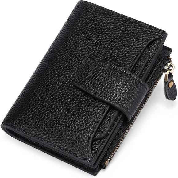 Women's Wallet, Minimalist Slim RFID Blocking Bifold Wallet with ID Window and Zipper Pocket for Credit Card Slots