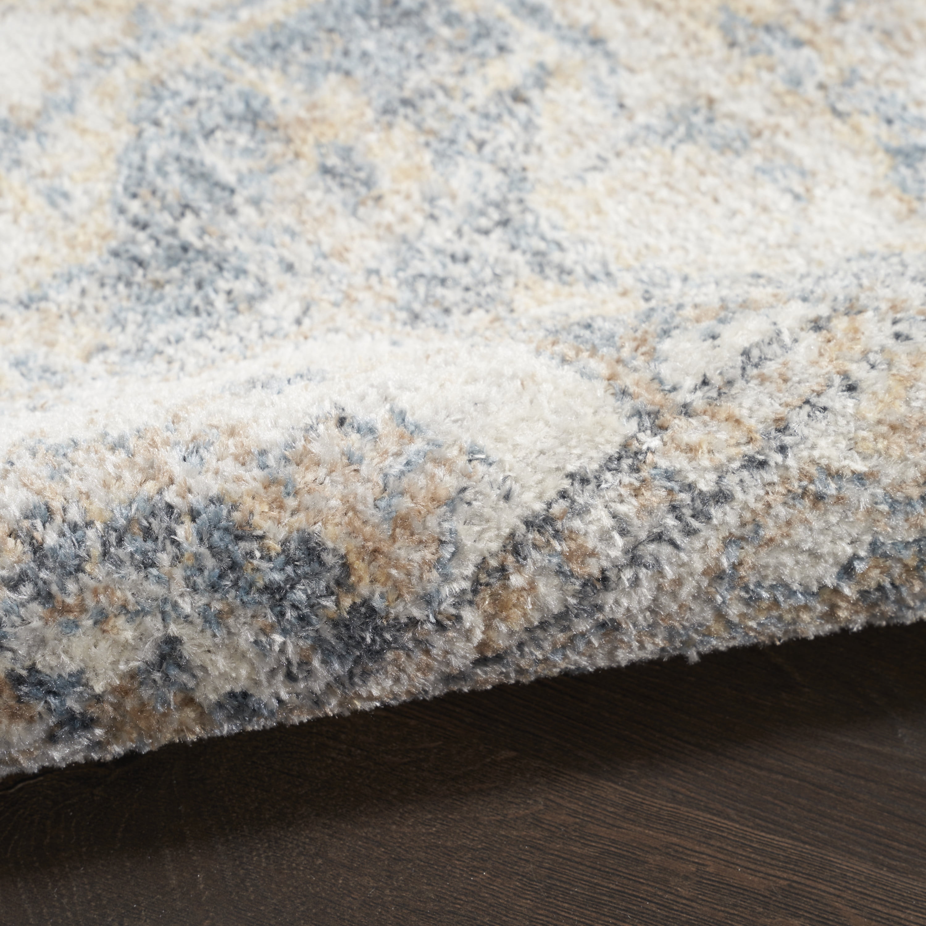 Nourison Astra Machine Washable Bohemian Grey/Blue 5'3" x 7' Area Rug, (5x7)