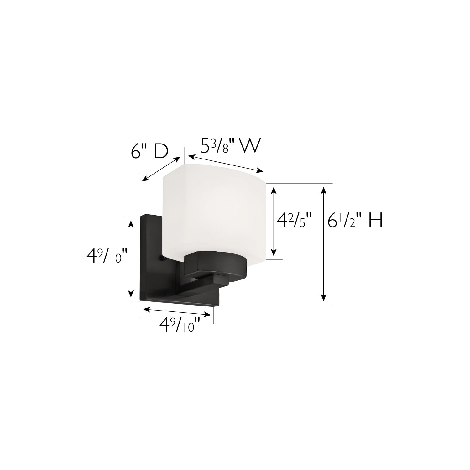 Design House Dove Creek 1-Light Dimmable Wall Light with Frosted Glass, Matte Black