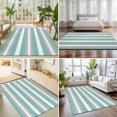 thumbnail image 4 of Large Area Rugs 5'x8', Aqua Grey Stripe Carpet Runner Indoor Outdoor Rugs Home Decor Aesthetic, Minimalist Farmhouse Striped Non Slip Mats Washable Accent Rug for Living Room Bedroom, 4 of 8