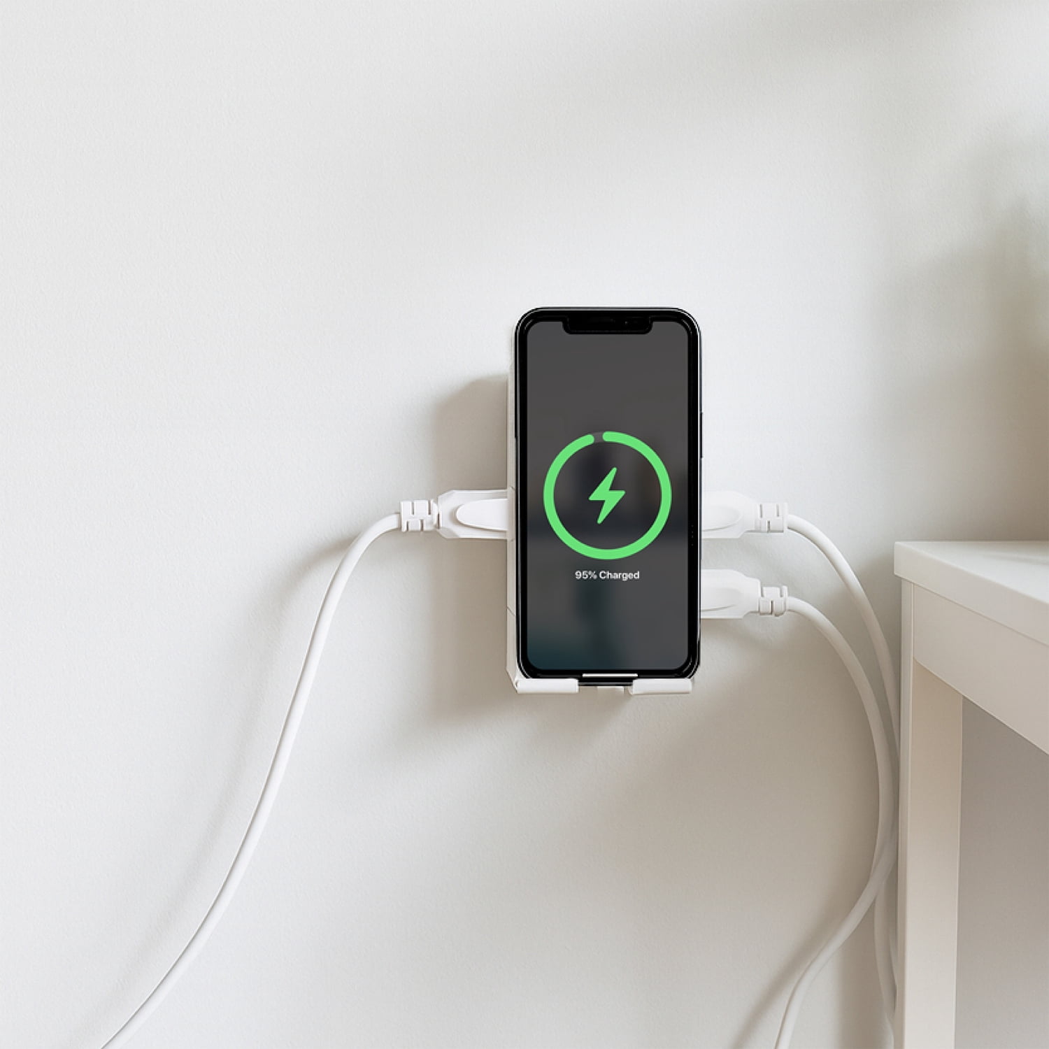 RAYOVAC 6-AC Outlet 540-Joules Surge Protector Wall Tap with Wireless Charging Phone Holder, SS-Q615