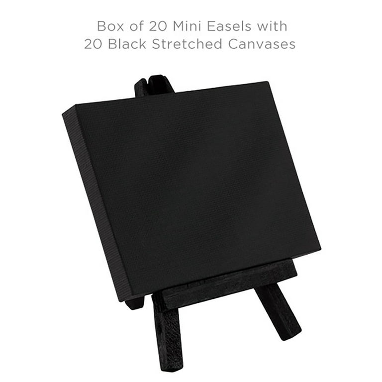 2 x 2 Stretched Canvas with 5 Mini Black Wood Display Easel Kit