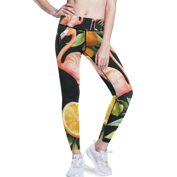 Ckdifva Flamingos Oranges Yoga Pants with Pockets for Women Workout Athletic Yoga Leggings